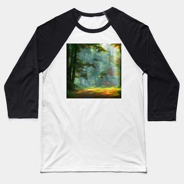 Somewhere in Fantasy Forest Baseball T-Shirt by Fantasyscape